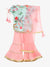 Saka Designs Girl Floral Print Kurta With Pink Cotton Sharara & Dupatta