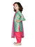 Saka Designs Girl Green Foil Printed Kurta With Peach Salwar & Dupatta