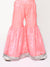 Saka Designs Girl Pink Self Design Kurta With Sharara & Dupatta