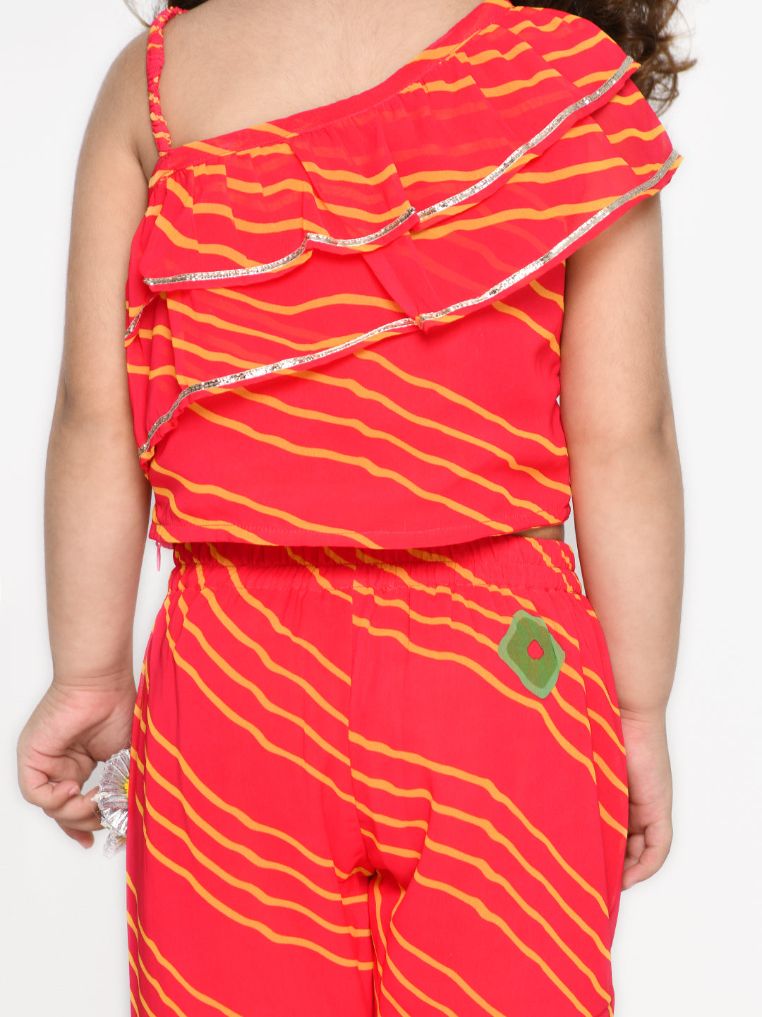 Saka Designs Orange & Red Leheriya Sharara Top - Indot Western For Girls