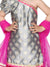 Saka Designs Grey & Magenta Single Shoulder Dhoti Kurta Set For Girls