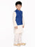 Saka Designs Blue & White Boys Cotton Kurta & Pyjama With Jacket