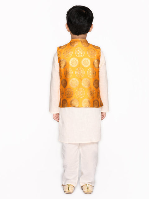 Saka Designs Boys Cotton Kurta & Pyjama With Jacket