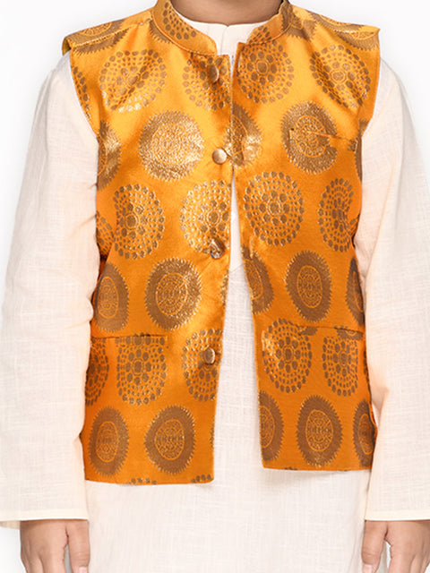 Saka Designs Boys Cotton Kurta & Pyjama With Jacket