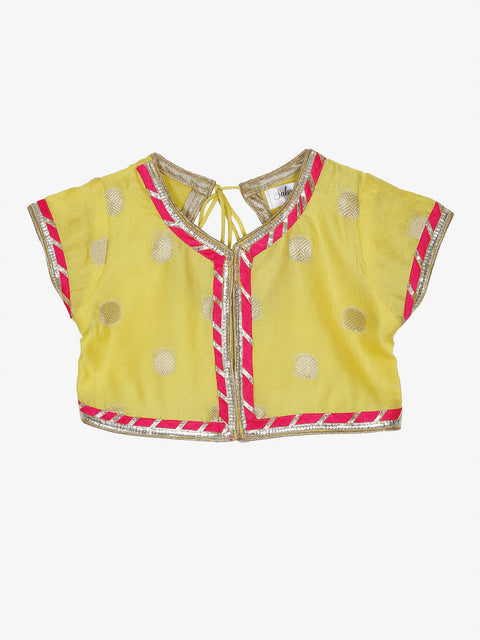 Saka Designs Girl Lime Yellow Lehenga Choli With Dupatta