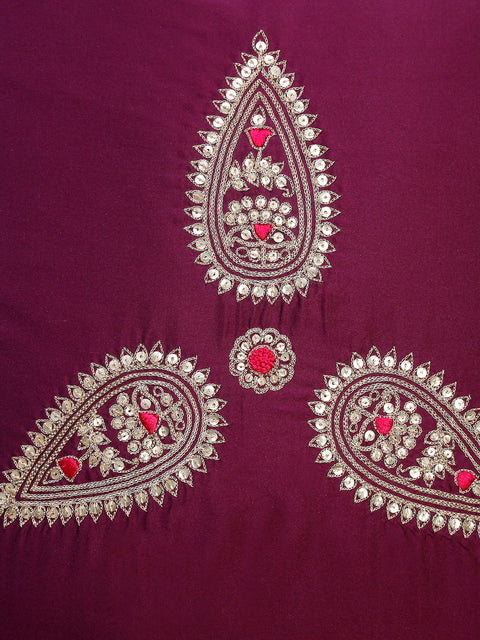 Indian Ethnic Hand Embroidered Cushion Covers - Purple