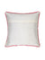 Square ivory cushion cover featuring intricate Mughal embroidery, perfect for elegant home décor.