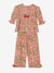 Pure Cotton Peach and Magenta Floral Night Suit for Kids