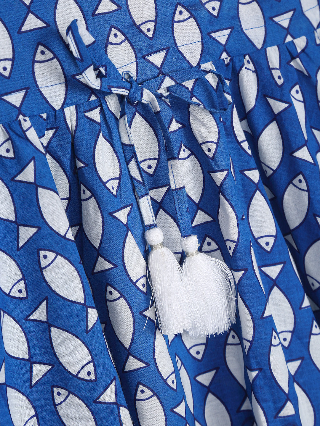 Saka Designs Blue & White Girls Above Knee Dress