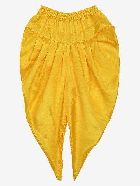 Magenta and Yellow peplum dhoti set in Jacquard