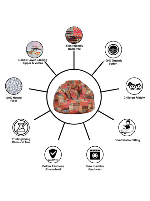 Multi-color Digital Printed Canvas XXL Bean Bag Cover