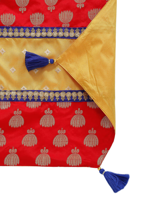 Red and Mustard jacquard table runner