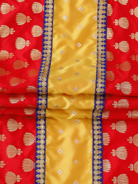 Red and Mustard jacquard table runner