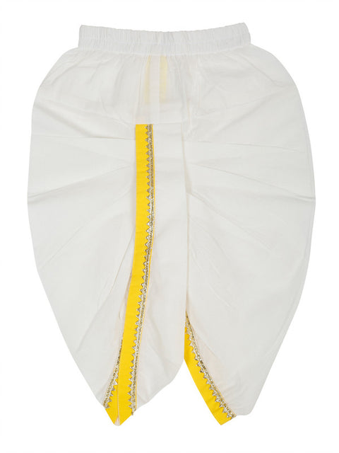 Saka Designs Boy's Cotton Kurta & Dhoti - Yellow & White