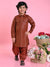 Saka Designs Boys Brown Cotton Pathani Kurta Set