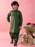 Saka Designs Boys Green Cotton Pathani Kurta Set