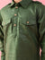 Saka Designs Boys Green Cotton Pathani Kurta Set