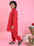 Saka Designs Boys Red Cotton Pathani Kurta Set