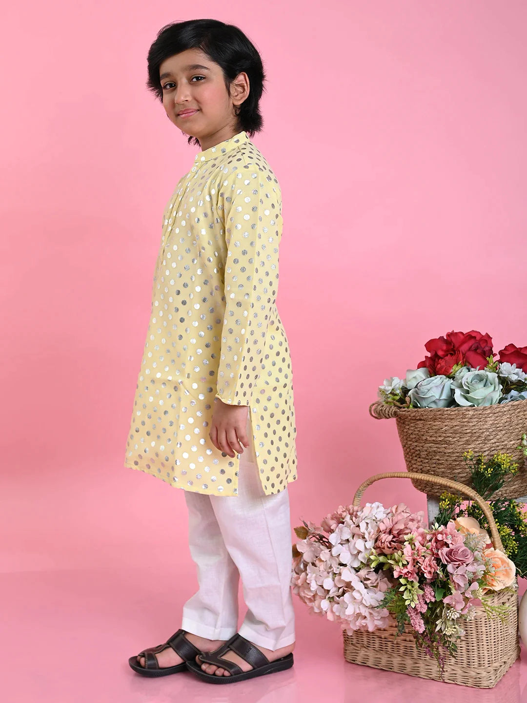 saka-designs-boys-yellow-printed-kurta-with-white-payjama