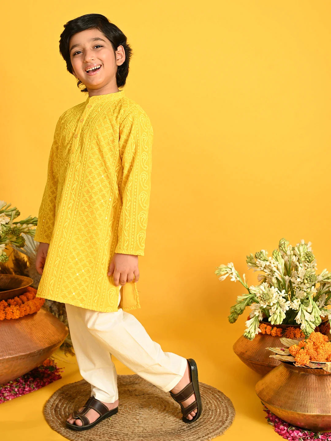 saka-designs-boys-yellow-embroidered-kurta-with-payjama
