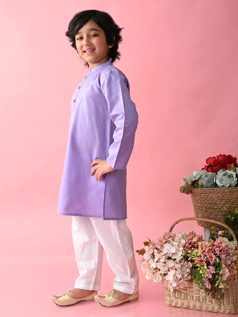 Saka Designs Boys Navy Kurta With White Payjama