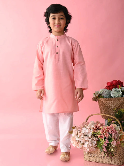Saka Designs Boys Pink Kurta With White Payjama