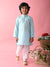 Saka Designs Boys Sky Blue Kurta With White Payjama