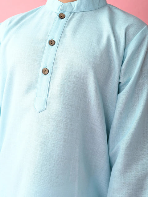 Saka Designs Boys Sky Blue Kurta With White Payjama