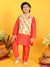 Saka Designs Boys Red Kurta With Floral Printed jacket & Payjama
