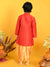 Saka Designs Boys Red Kurta with Mustard Bandhani Dhoti