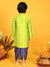 Saka Designs Boys Green Kurta With Blue Bandhani Dhoti