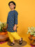 Saka Designs Boys Blue Bandhani Printed Cotton Kurta with Yellow Dhoti