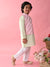 Saka Designs Boys Green Kurta Payjama With Pink & Gold Printed Jacket