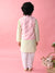 Saka Designs Boys Green Kurta Payjama With Pink & Gold Printed Jacket