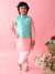 Saka Designs Boys Pink Kurta With Printed jacket & Payjama
