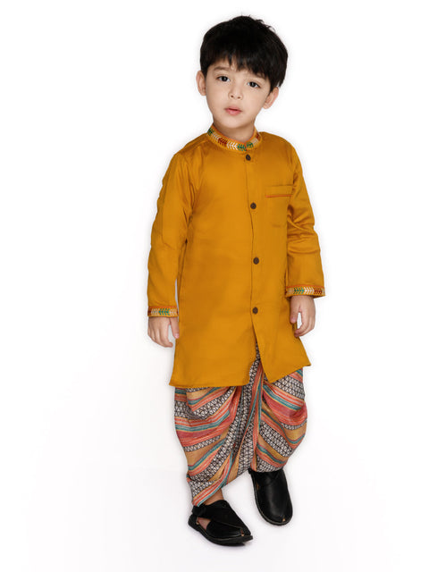 Saka Designs Boys Cotton Kurta With Multi Colored Dhoti