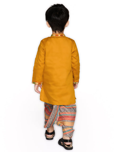 Saka Designs Boys Cotton Kurta With Multi Colored Dhoti