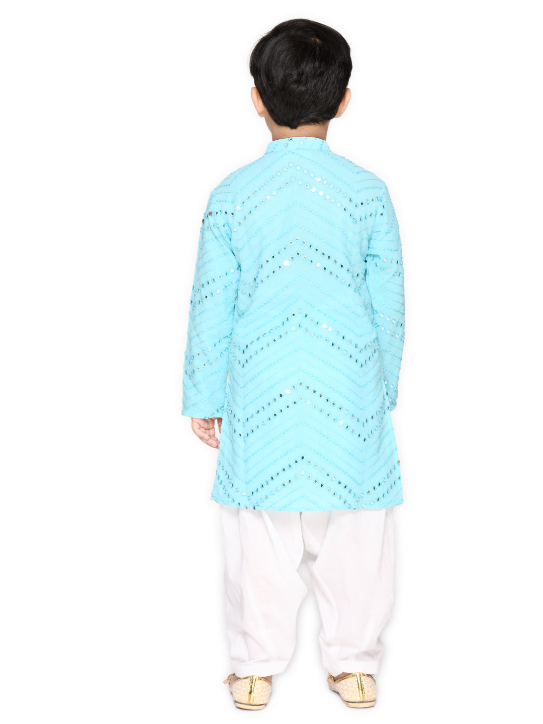 Embroidered Kurta with Pyjama - Blue