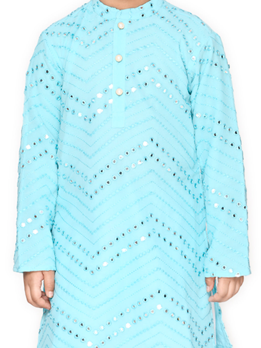Embroidered Kurta with Pyjama - Blue