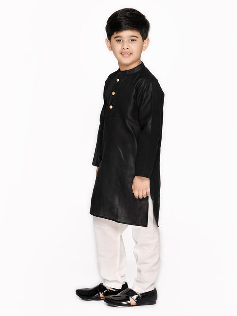 Saka Designs Boys Black Cotton Kurta & Pyjama Set