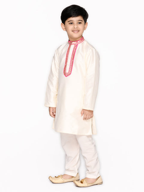 Saka Designs Boys Ivory Kurta And Pyjama