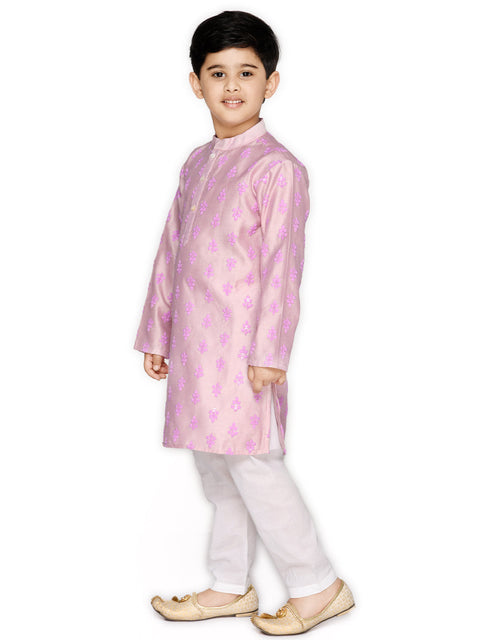 Saka Designs Boys Mauve Embroidered Kurta With Pyjama