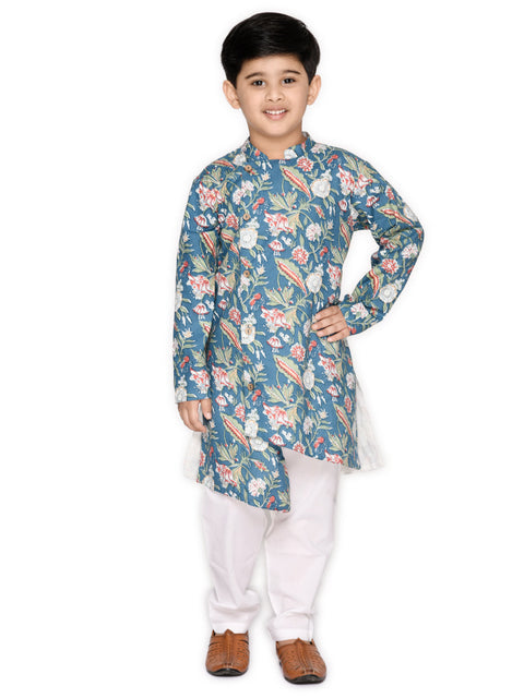 Saka Designs Boys Cotton Printed Achkam With Pyjama