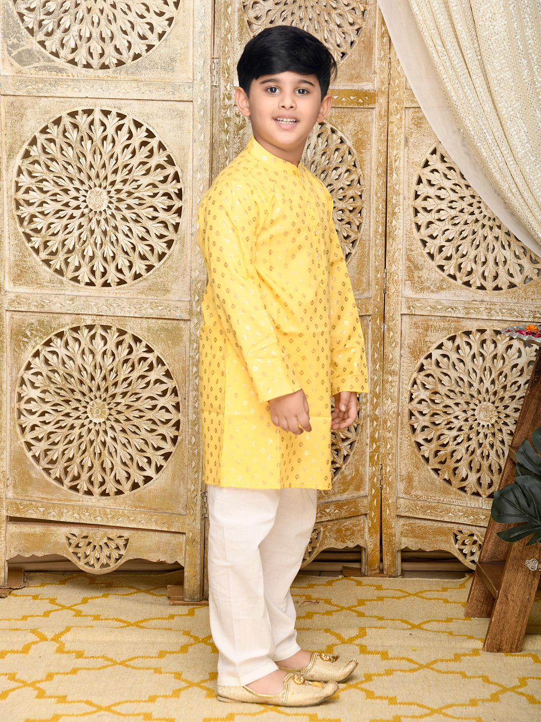Printed Kurta with Pyjama - Yellow