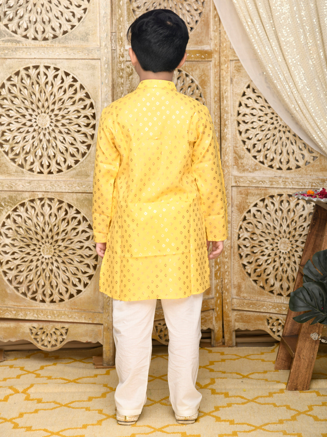 Printed Kurta with Pyjama - Yellow