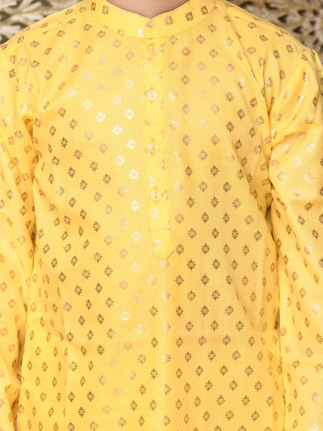 Printed Kurta with Pyjama - Yellow