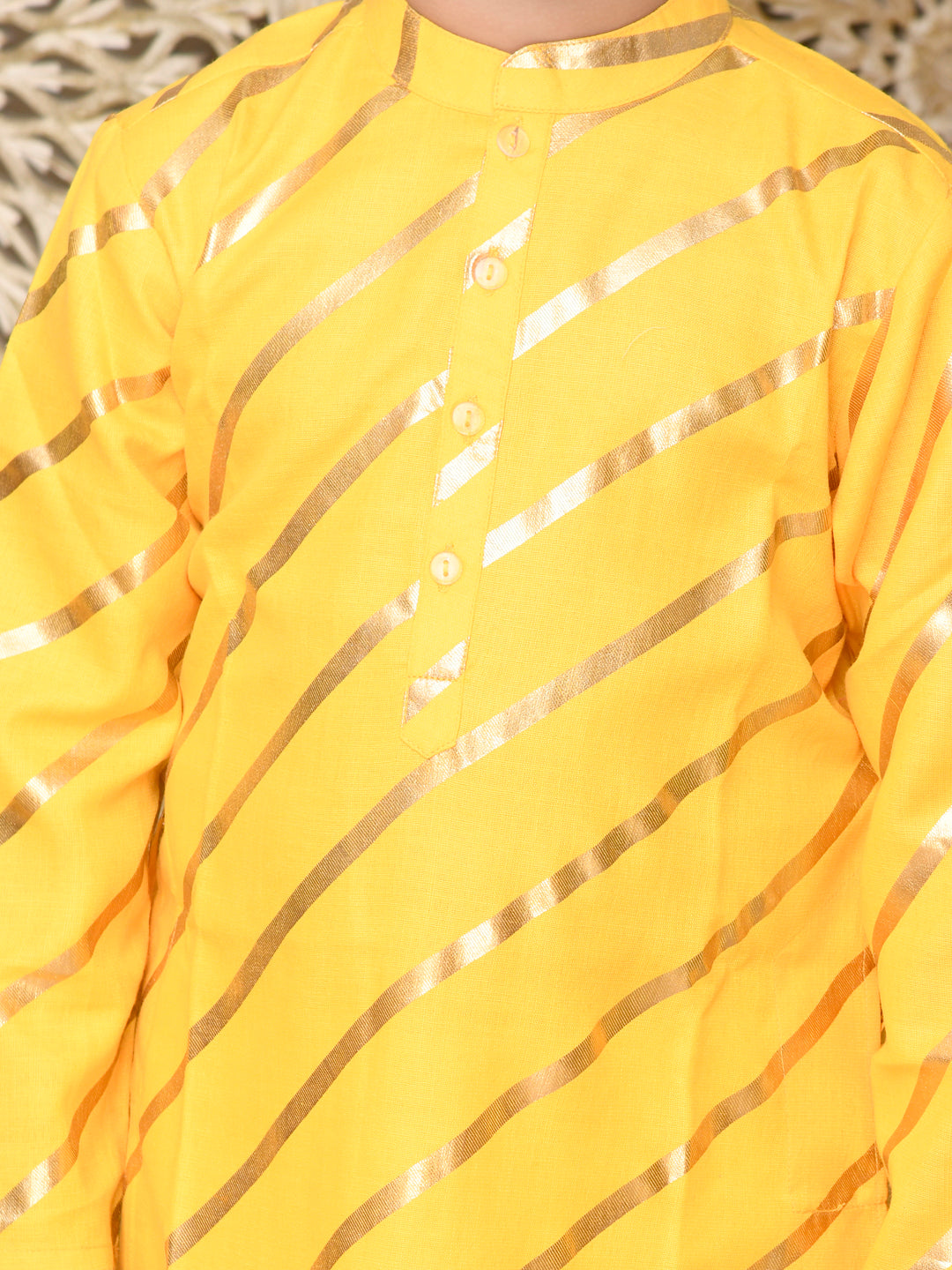Stripe Printed Kurta with Pyjama - Yellow