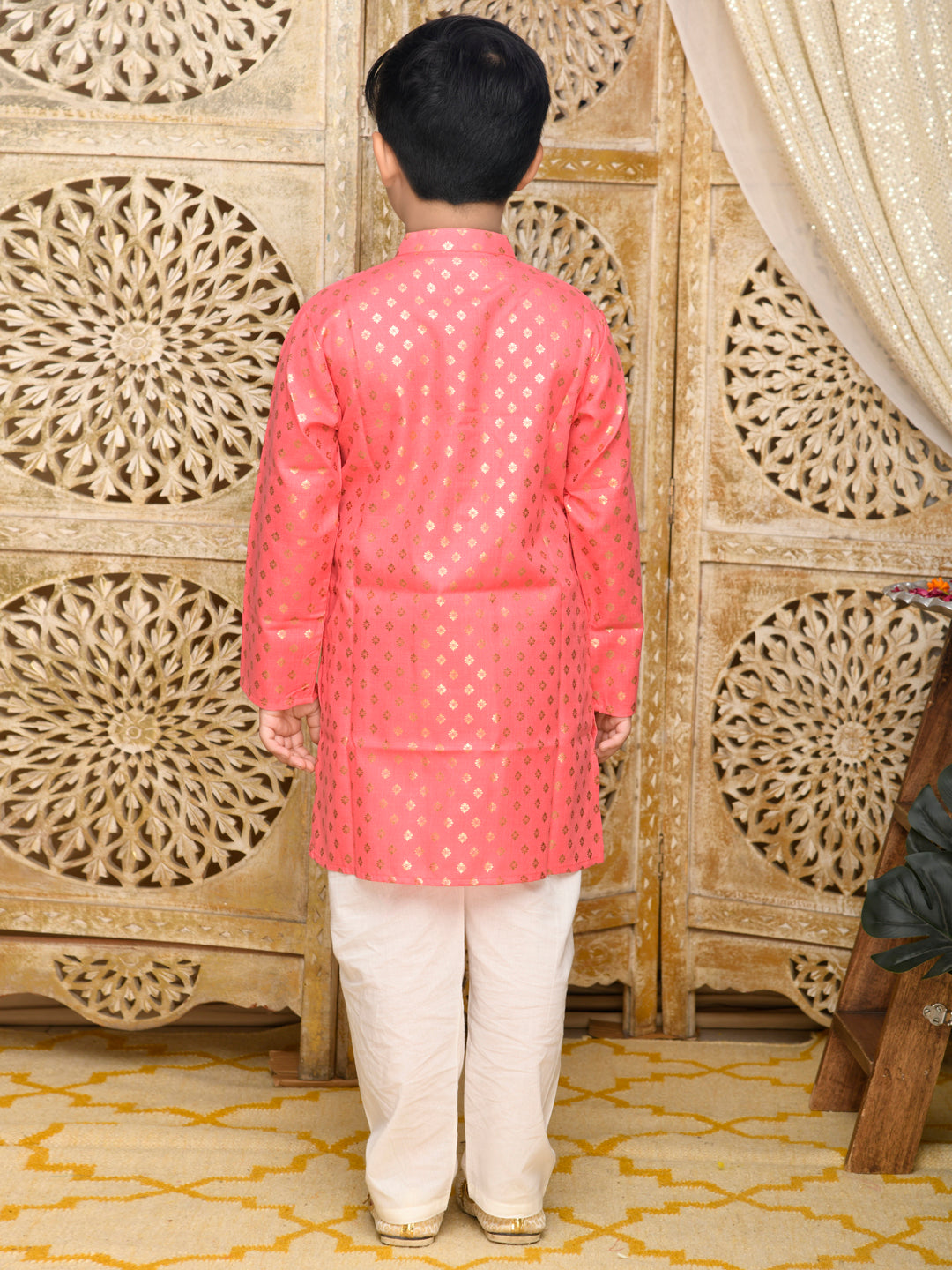 Printed Kurta with Pyjama - Dark Peach