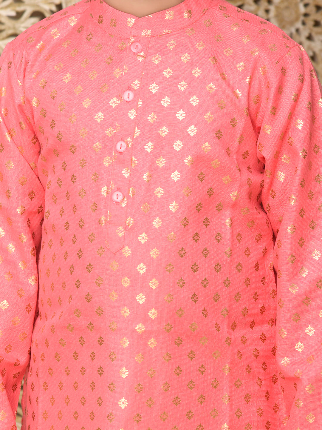 Printed Kurta with Pyjama - Dark Peach