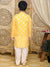 Saka Designs Yellow Kurta & Jacket With All Over Foil Print For Boys With Off White Paijama